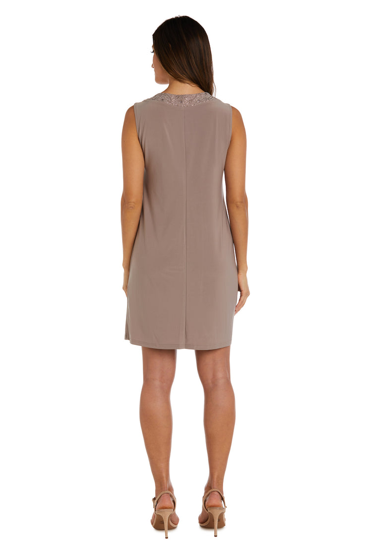 Shift Dress with Matching Jacket and Metallic Detailing