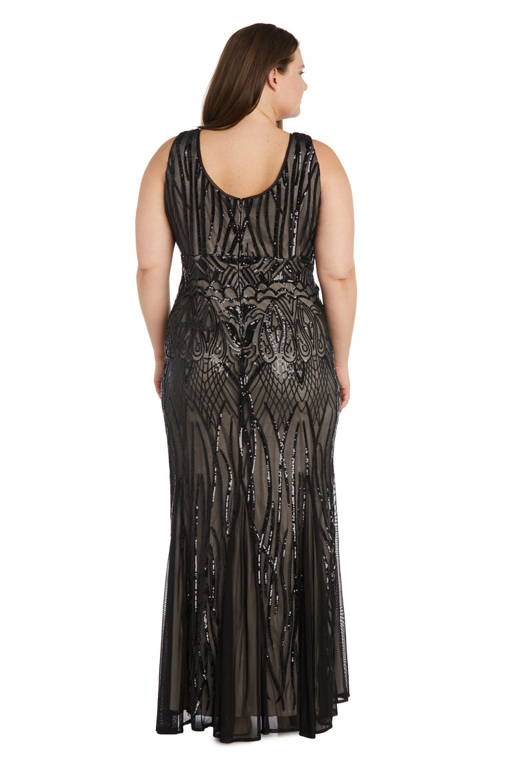 Beaded Godet Evening Gown - Plus