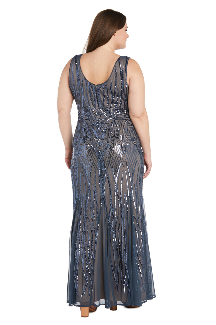 Beaded Godet Evening Gown - Plus