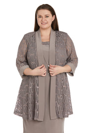 Circle Mesh Patterned Jacket Dress - Plus