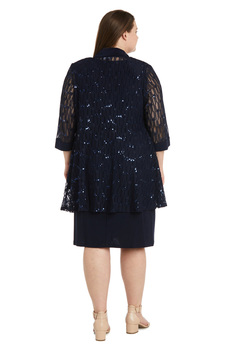 Circle Mesh Patterned Jacket Dress - Plus