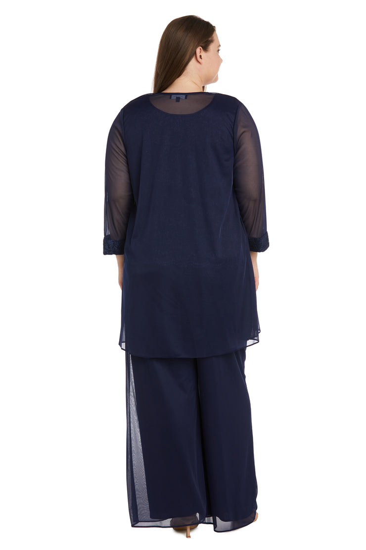 Sheer Pant Suit and Lace Top - Plus