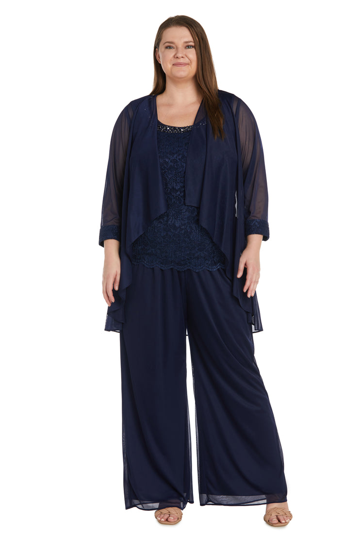 Sheer Pant Suit and Lace Top - Plus