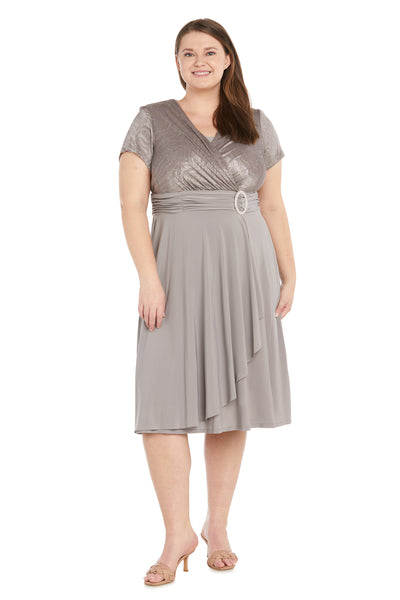 Cascade Wrap Dress with Waist Sash - Plus