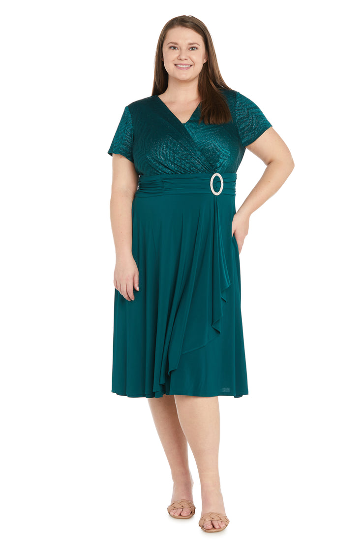 Cascade Wrap Dress with Waist Sash - Plus