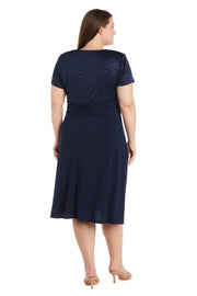 Cascade Wrap Dress with Waist Sash - Plus