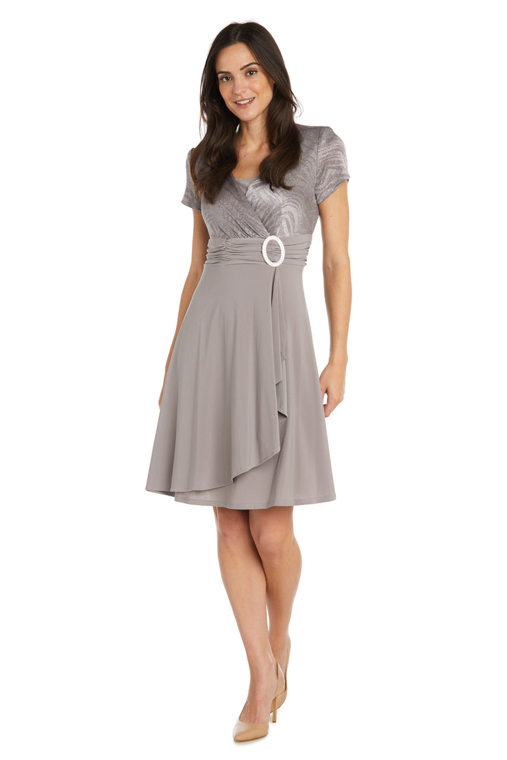 Cascade Wrap Dress with Waist Sash