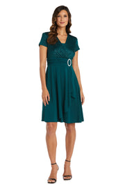 Cascade Wrap Dress with Waist Sash - Petite