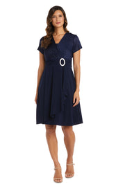 Cascade Wrap Dress with Waist Sash