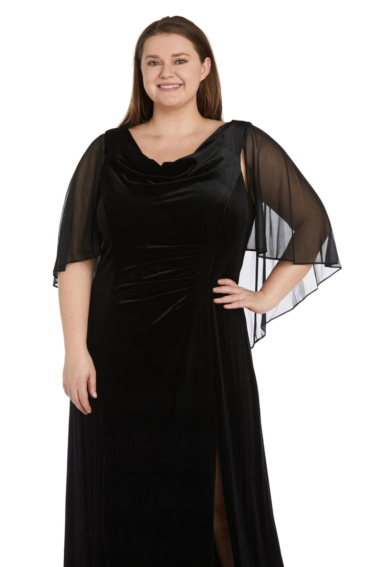 Velvet And Chiffon Side Drape Cowl Neck - Plus