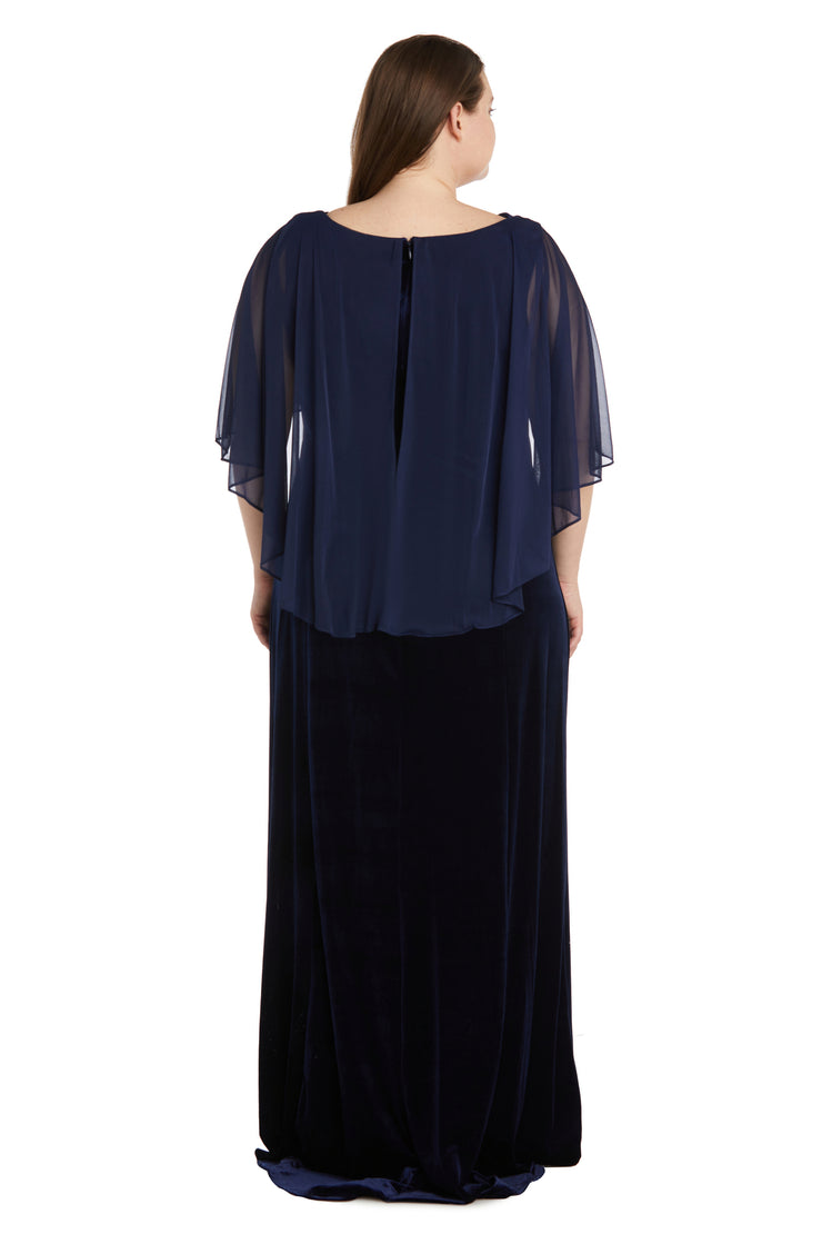 Velvet And Chiffon Side Drape Cowl Neck - Plus
