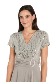 Cascade Wrap Dress with Rhinestone Buckle