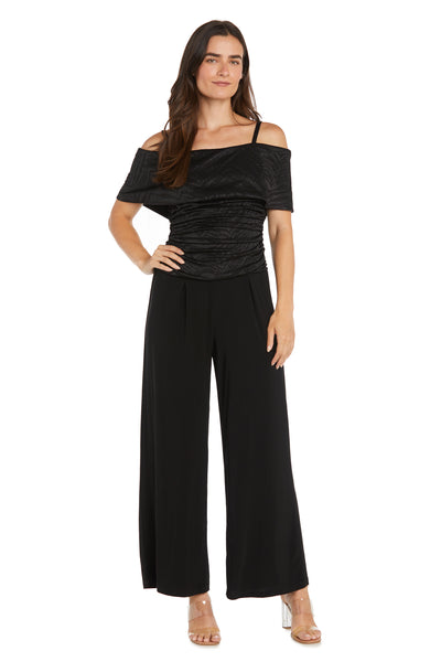 Banded Cold Shoulder Strap Detail Ruched Jumpsuit