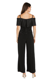 Banded Cold Shoulder Strap Detail Ruched Jumpsuit