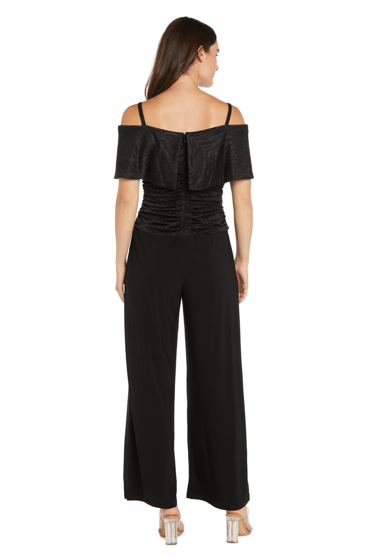 Banded Cold Shoulder Strap Detail Ruched Jumpsuit