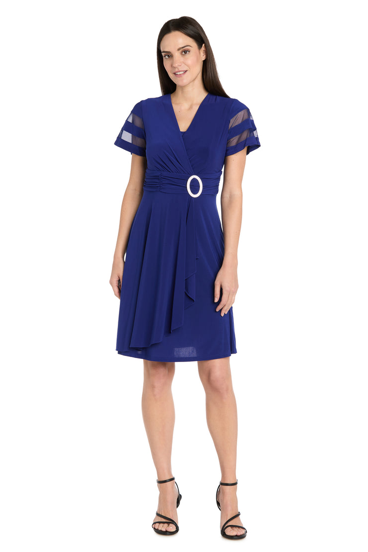 short sleeve petite cocktail dresses R&M Richards 2428P Short Petite Cocktail Dress