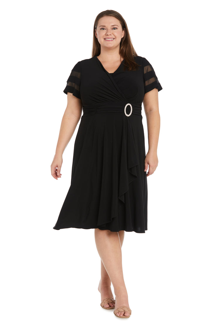 Cascade Cocktail Dress With Rhinestone Buckle - Plus