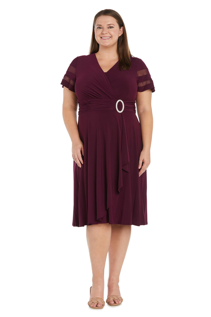 Cascade Cocktail Dress With Rhinestone Buckle - Plus