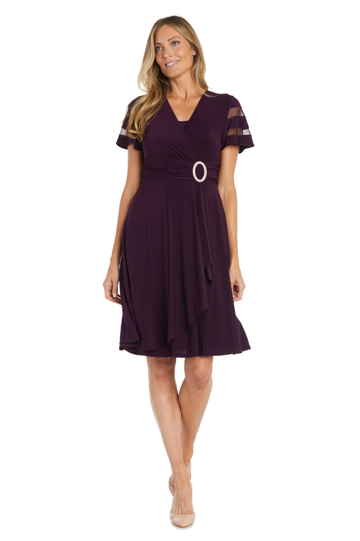 Cascade Cocktail Dress With Rhinestone Buckle Violet / 6 Cascade Cocktail Dress With Rhinestone Buckle Violet / 6