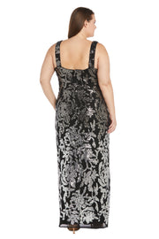 Front and Back Ombre Embellished Sequin Column Dress - Plus