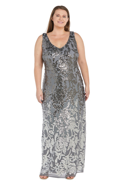 Front and Back Ombre Embellished Sequin Column Dress - Plus