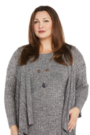Cascade Grey Knit Jacket and Dress with Detachable Necklace - Plus