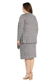 Cascade Grey Knit Jacket and Dress with Detachable Necklace - Plus