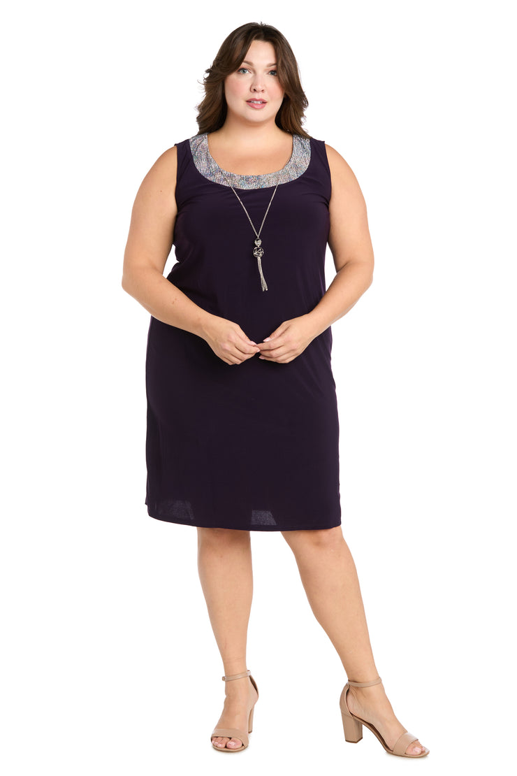 Two Piece Foil Knit Detail Jacket Dress - Plus