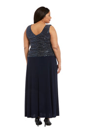 Sleeveless Maxi Gown with Sequined Top - Plus