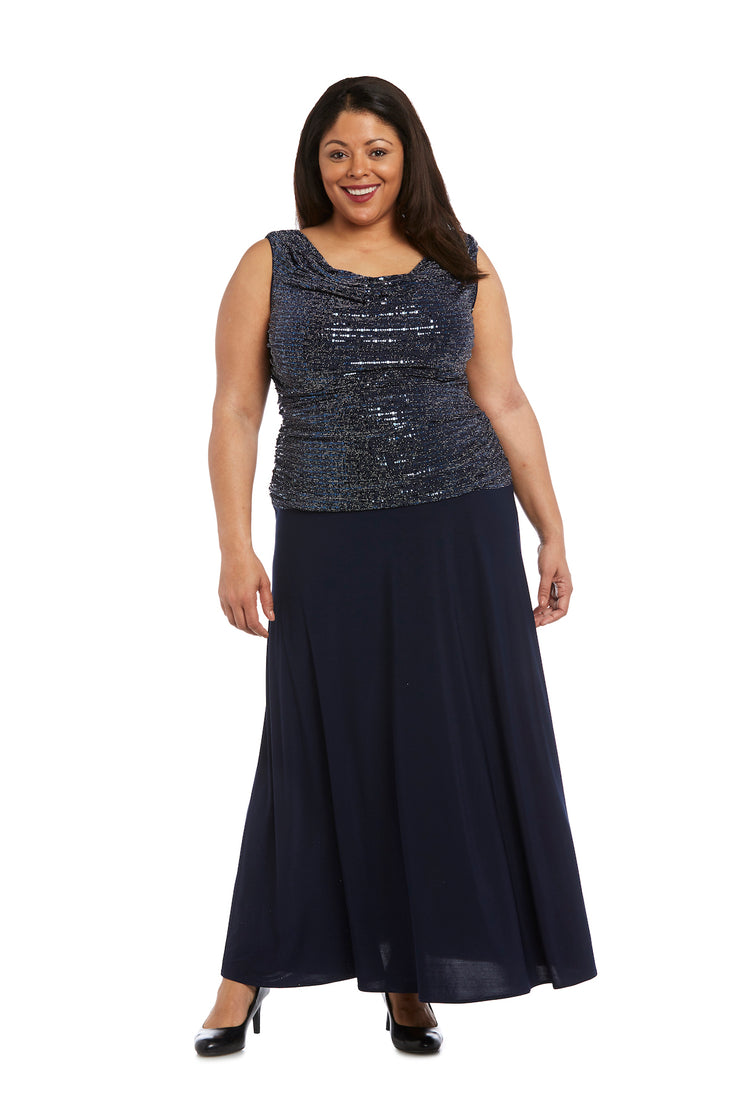 Sleeveless Maxi Gown with Sequined Top - Plus