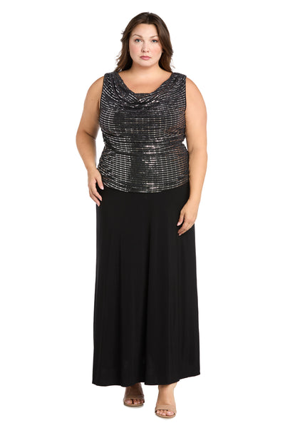 Sleeveless Maxi Gown with Sequined Top - Plus