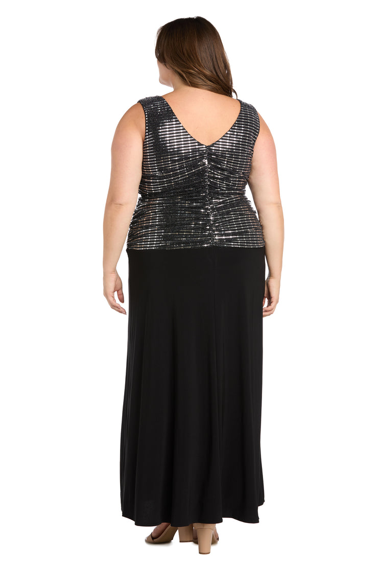 Sleeveless Maxi Gown with Sequined Top - Plus