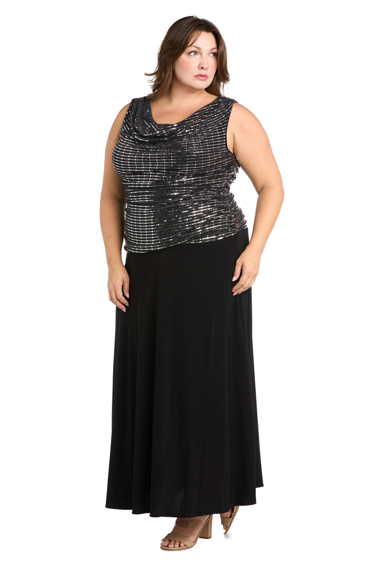 Sleeveless Maxi Gown with Sequined Top - Plus