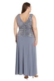 Sleeveless Maxi Gown with Sequined Top - Plus