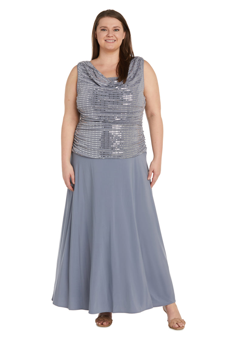 Sleeveless Maxi Gown with Sequined Top - Plus