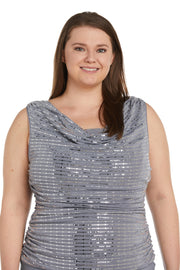 Sleeveless Maxi Gown with Sequined Top - Plus