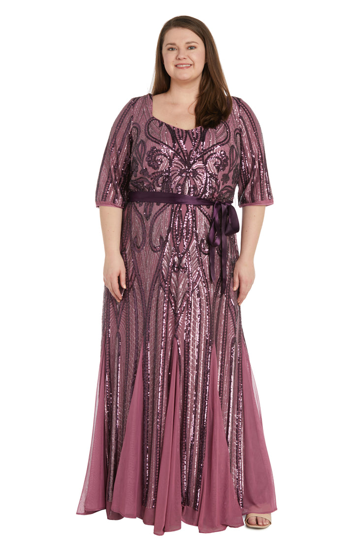 R&M RICHARDS MAXI GOWN WITH SEQUINED TOP, MERLOT, SIZE 20W , NEW With TAG