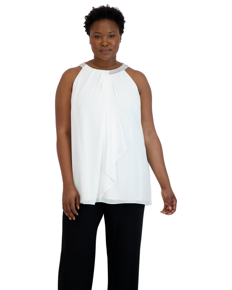 Scarf Halter Tunic With Neck Detail - Plus