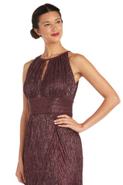 Metallic Halterneck Gown with Thigh Slit