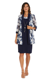 Two-Piece Printed Jacket and Dress Set - Petite