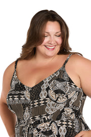 Shadow Mirage Asymmetrical Jumpsuit - Plus