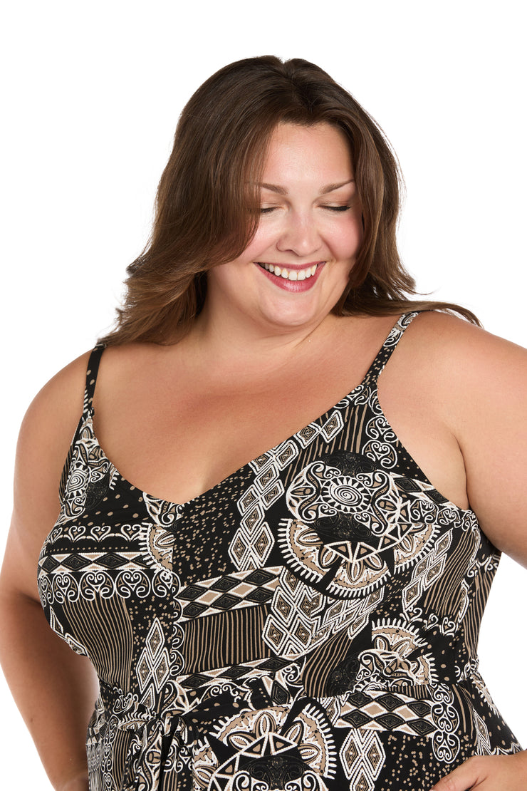 Shadow Mirage Asymmetrical Jumpsuit - Plus