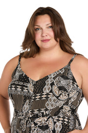 Shadow Mirage Asymmetrical Jumpsuit - Plus