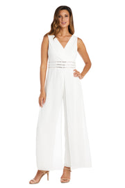 Wrap Front Panel Jumpsuit with Rhinestone Waist Detail