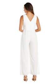 Wrap Front Panel Jumpsuit with Rhinestone Waist Detail