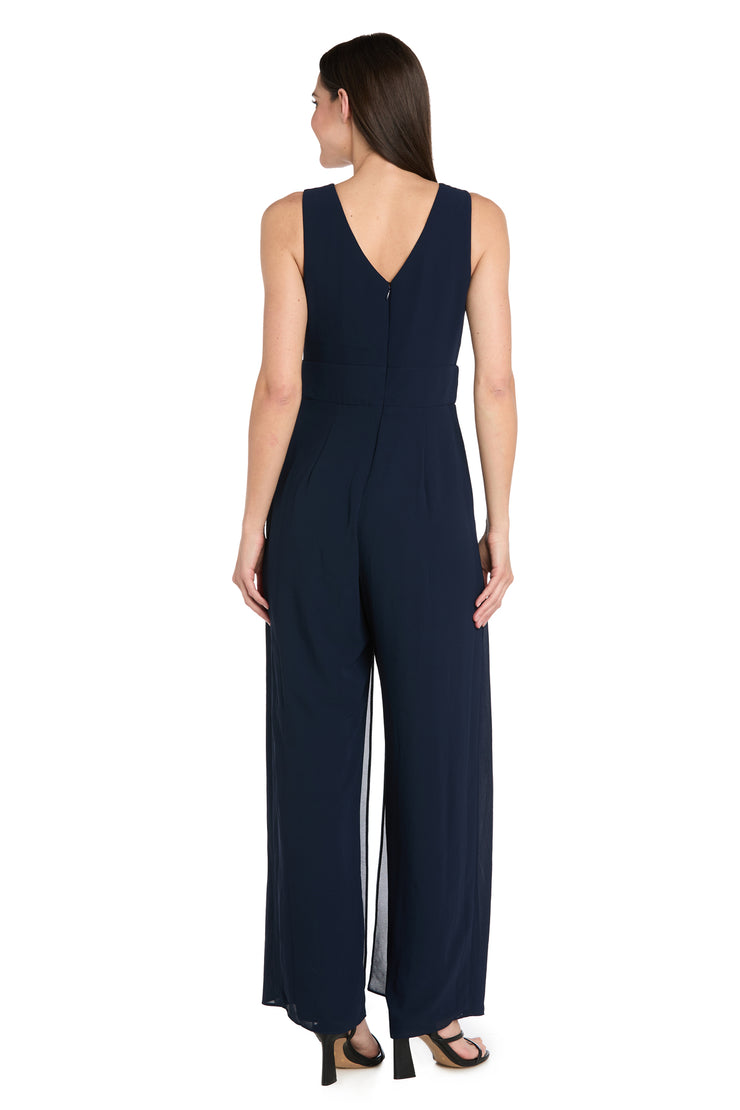 Wrap Front Panel Jumpsuit with Rhinestone Waist Detail
