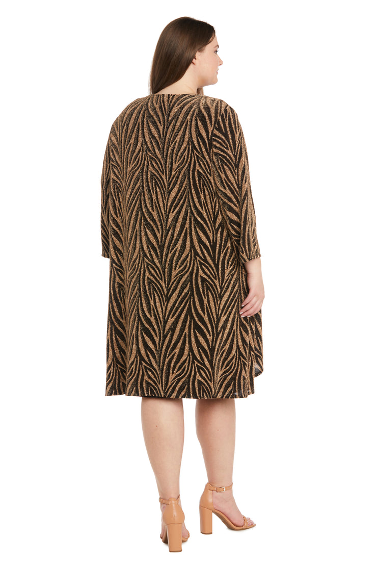 Two-Piece Metallic Knit Jacket Dress - Plus