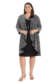 Two-Piece Metallic Knit Jacket Dress - Plus