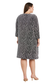 Two-Piece Metallic Knit Jacket Dress - Plus