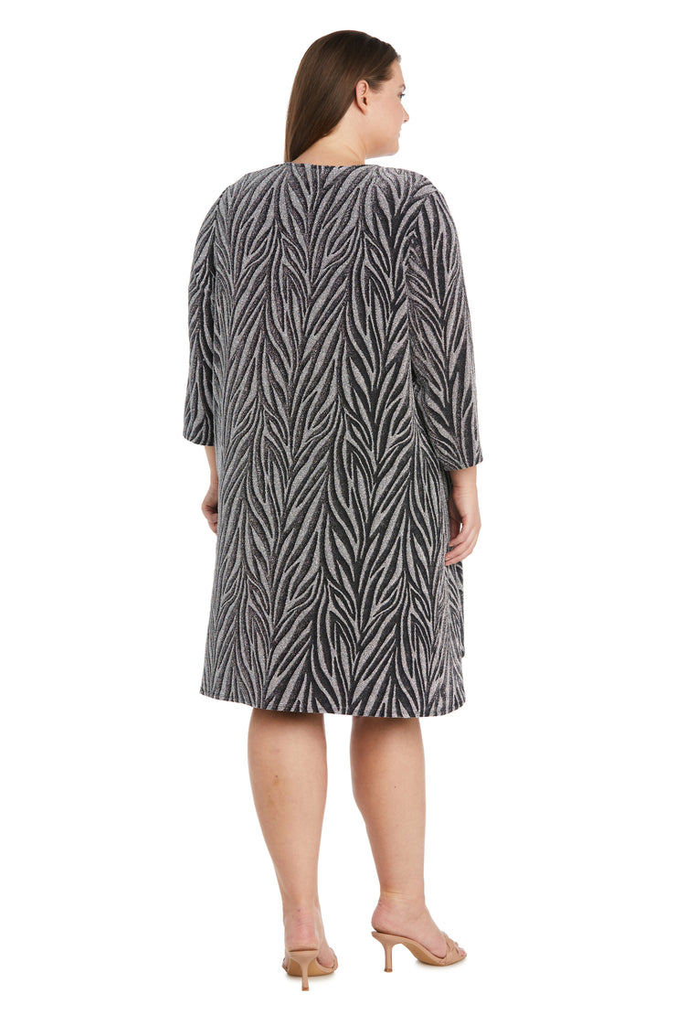 Two-Piece Metallic Knit Jacket Dress - Plus